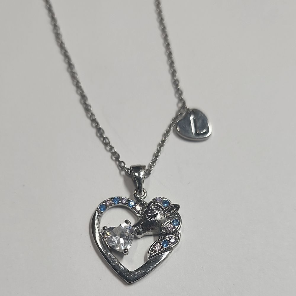 Unicorns Gifts for Girls - Unicorns Gifts CZ Heart Unicorn L inital Charm